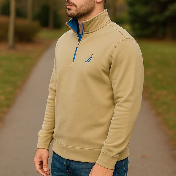 Nautica Navtech Quarter-Zip Cotton Knit Sweater  size: M - Picture 4 of 8